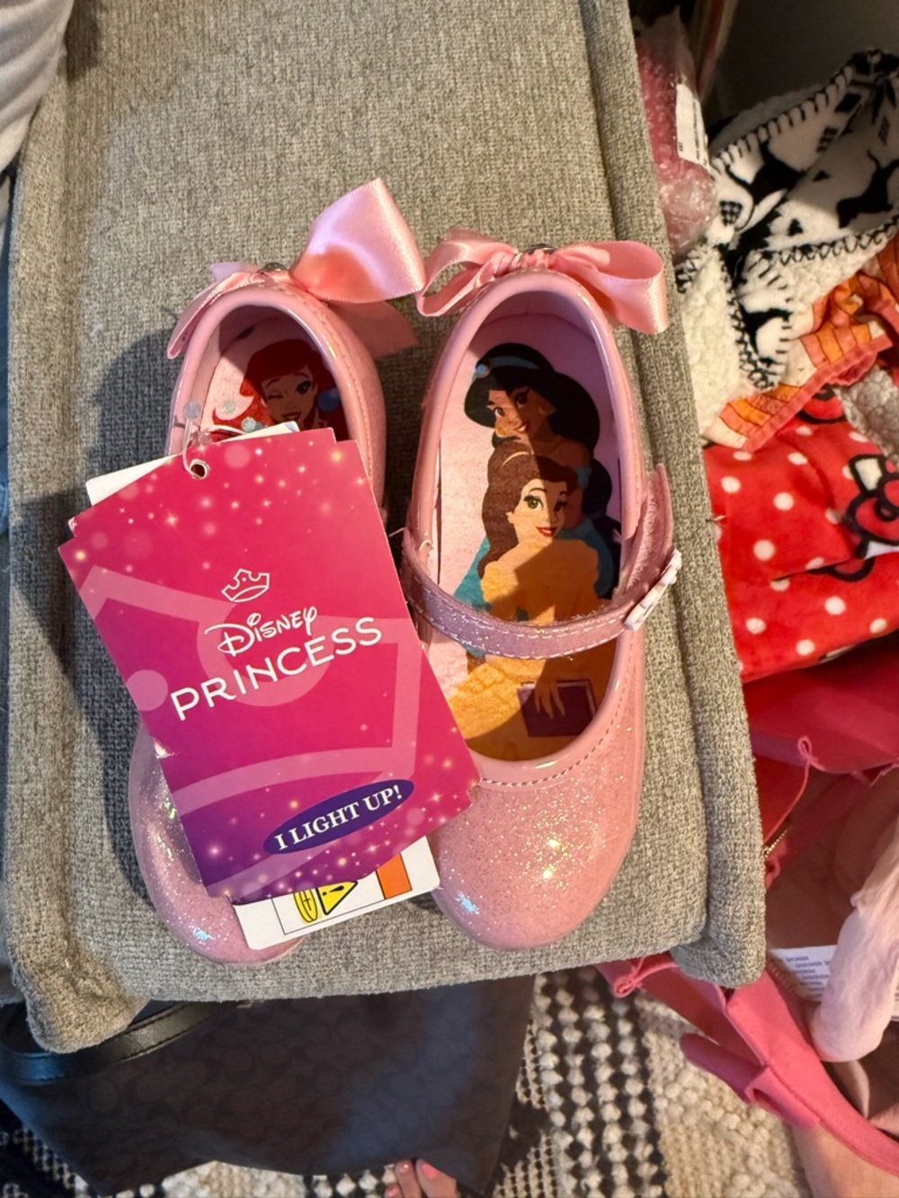 Disney Pink Glitter Bow Light-Up Princess Mary Janes